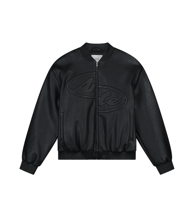 Half Logo Faux Leather Jacket