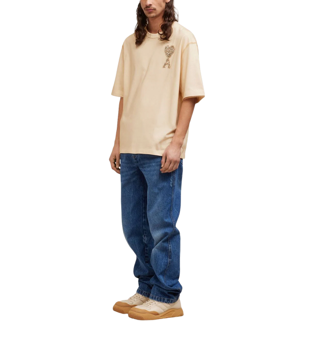 T-Shirt mit Logo aus Kristallen