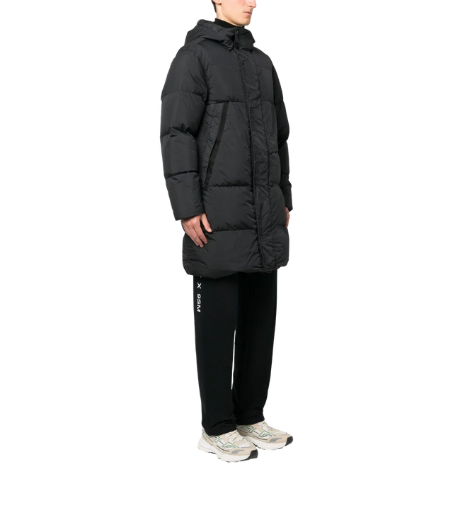Lange Daunenjacke mit Patch