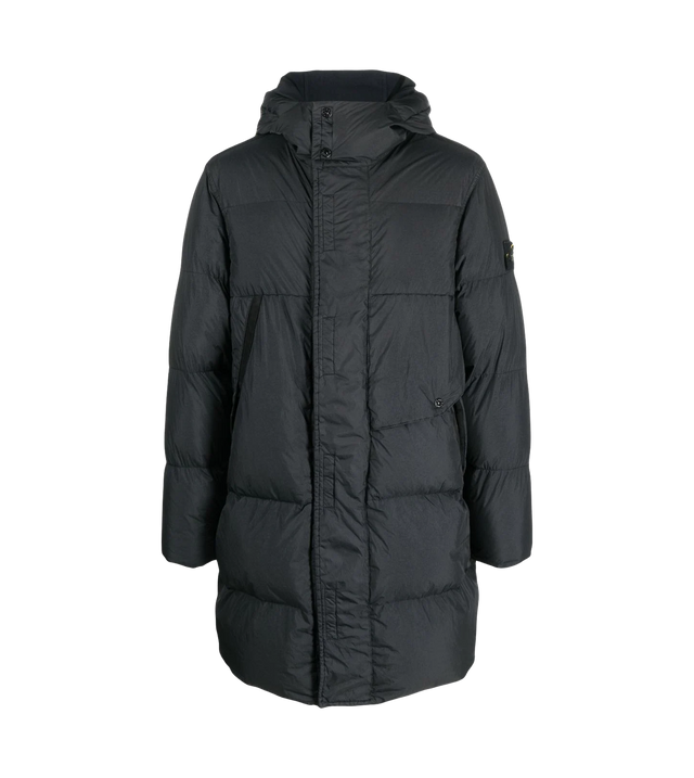 Lange Daunenjacke mit Patch