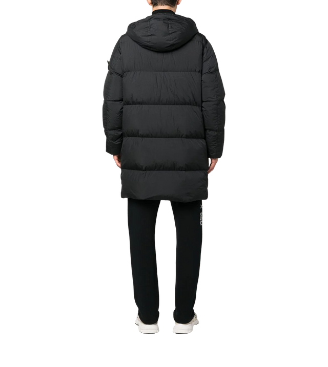 Lange Daunenjacke mit Patch