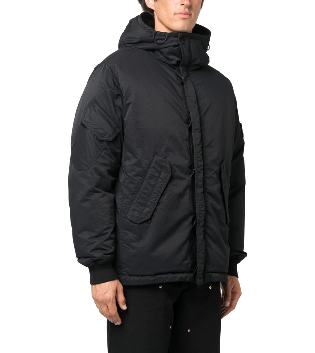 Daunenjacke mit Kapuze und Patch