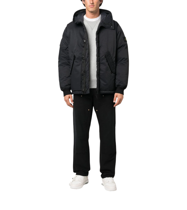 Daunenjacke mit Kapuze und Patch