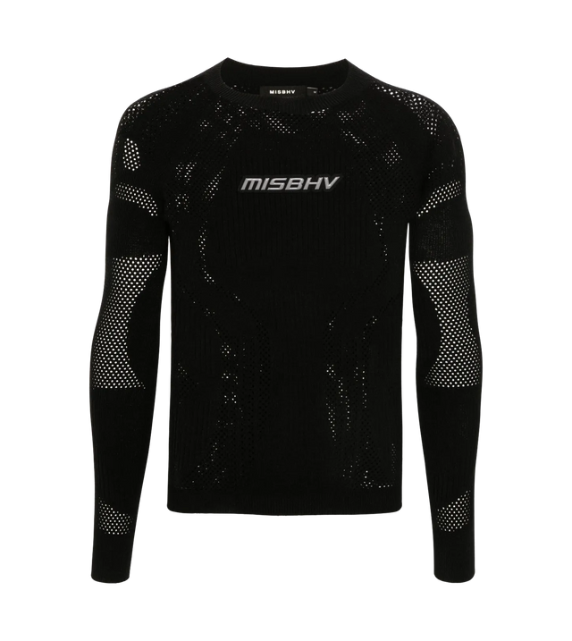 Futuristischer Lochstrick-Pullover mit Logo-Applikation