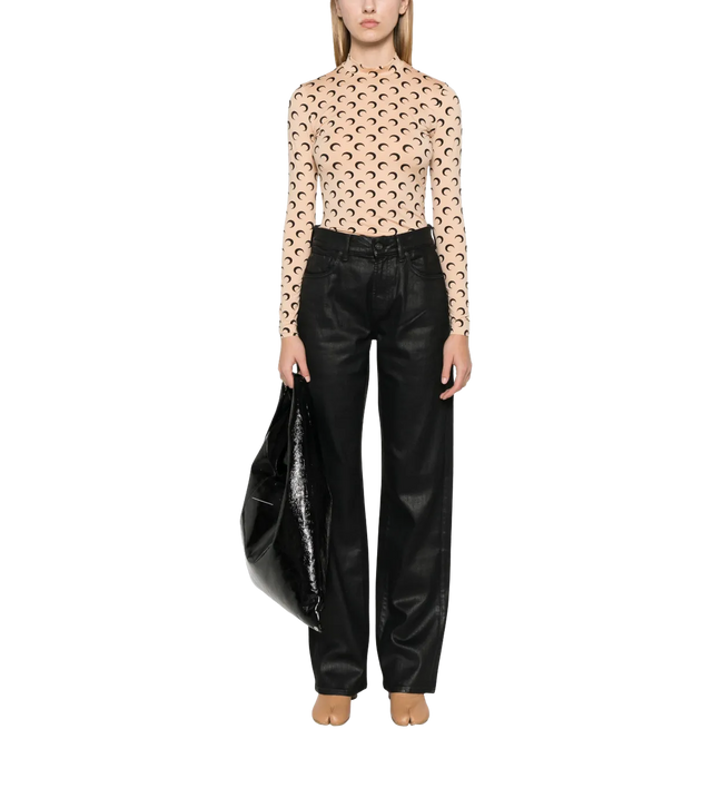 Rollkragen-Langarmshirt mit Mond-Print