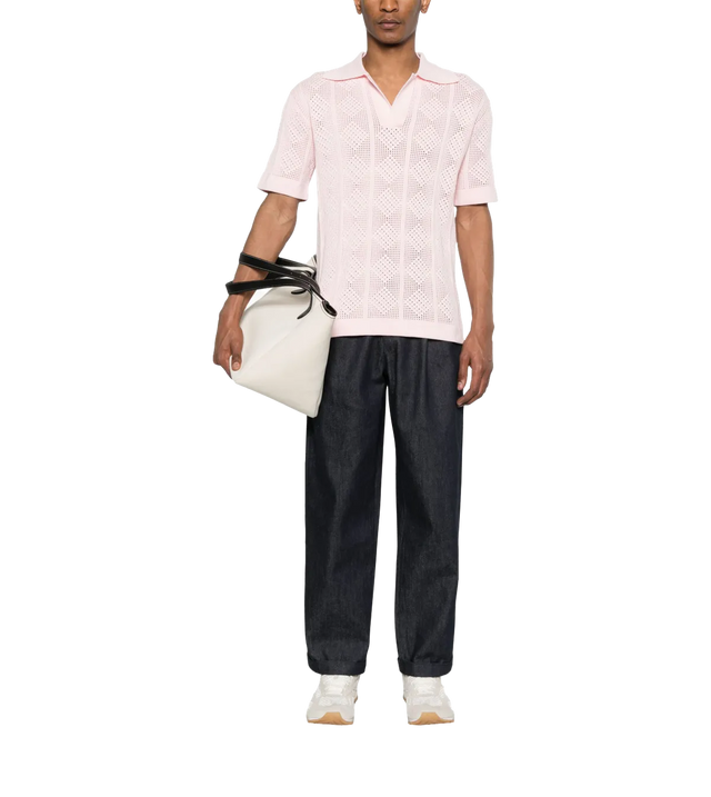 Polo-Shirt mit Lochstrickmuster