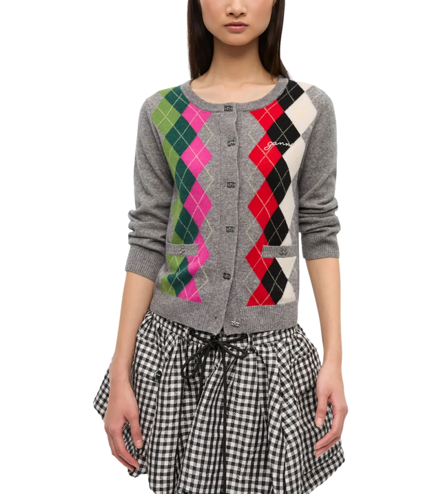 Cardigan mit Argyle-Muster