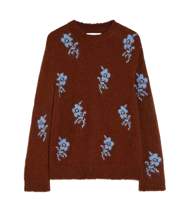 Wollpullover mit Intarsienmuster