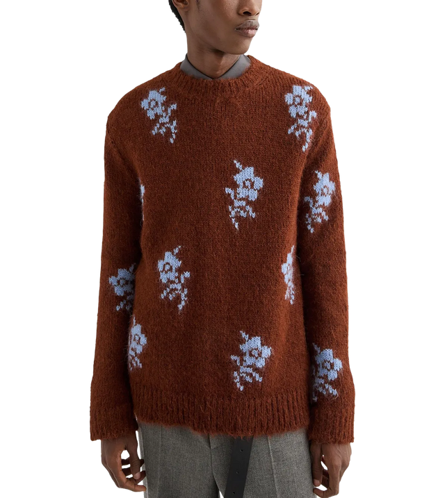 Wollpullover mit Intarsienmuster