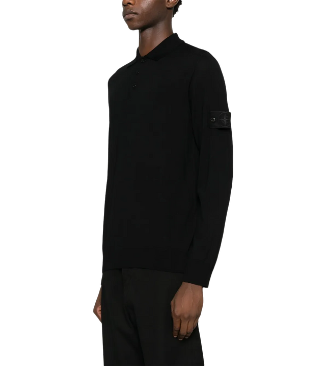 Langarmshirt mit Polo-Kragen