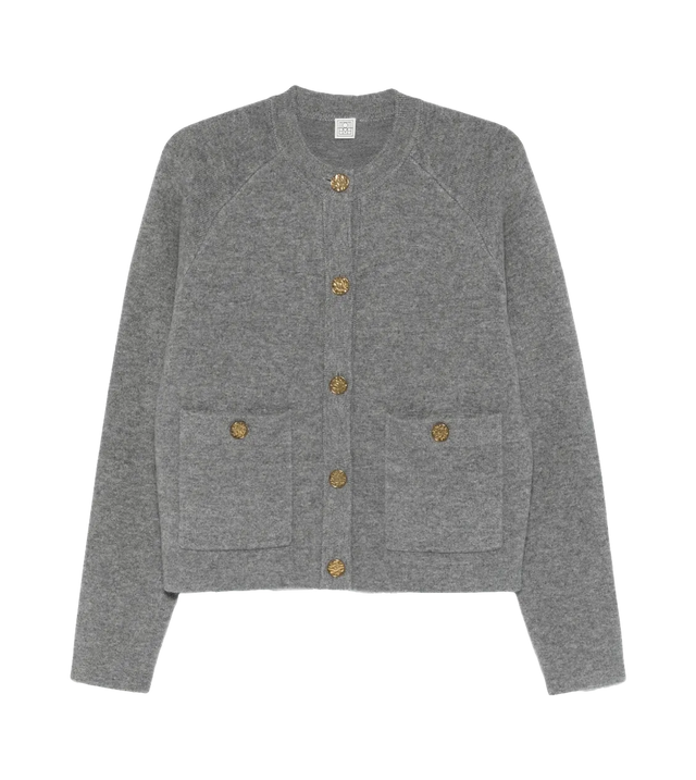 Strickjacke mit gehämmerten Knöpfen