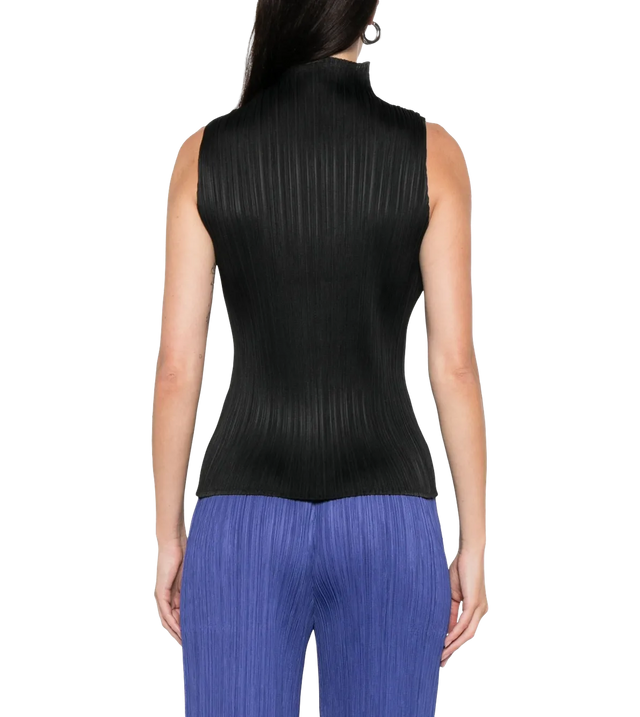 Plissiertes Top mit Stehkragen