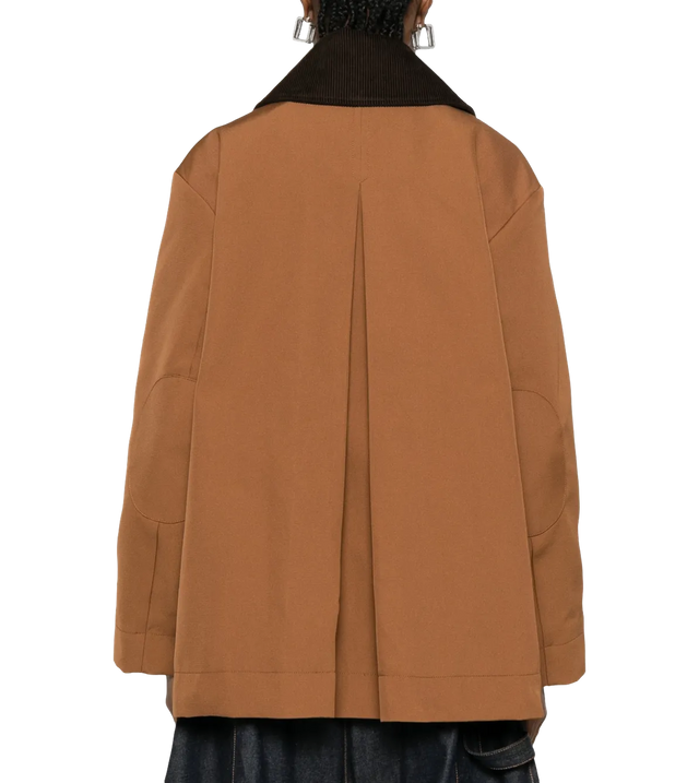 Braune Twill Jacke mit Cordkragen
