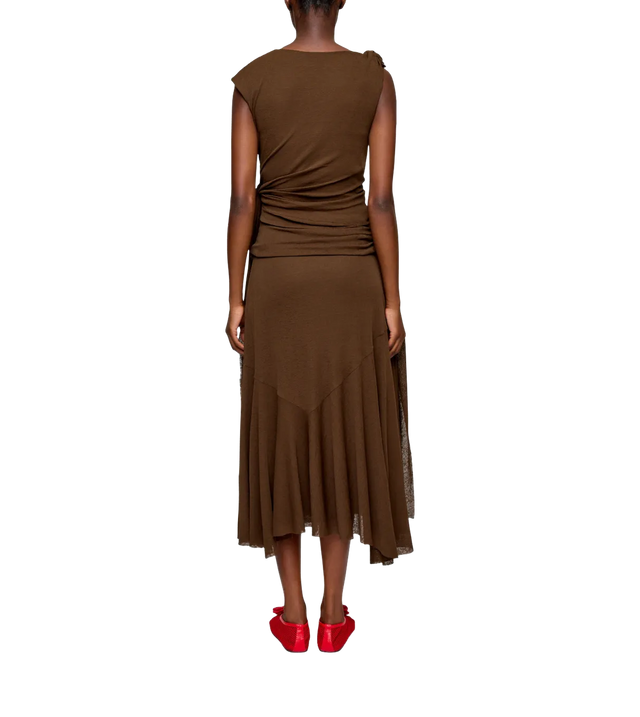 Maxi-Kleid aus Netzstoff mit Knotendetails