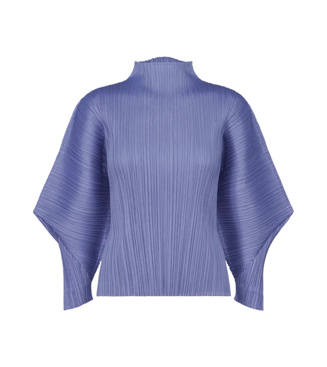 Plissierte Bluse mit hohem Kragen