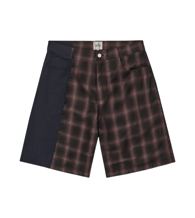 Karierte Shorts mit Kontrastmaterial