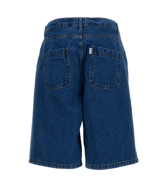 Jeans-Shorts mit runder Tasche