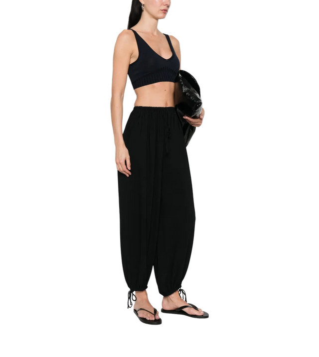 Blaues V-Neck Oberteil mit geripptem Saum