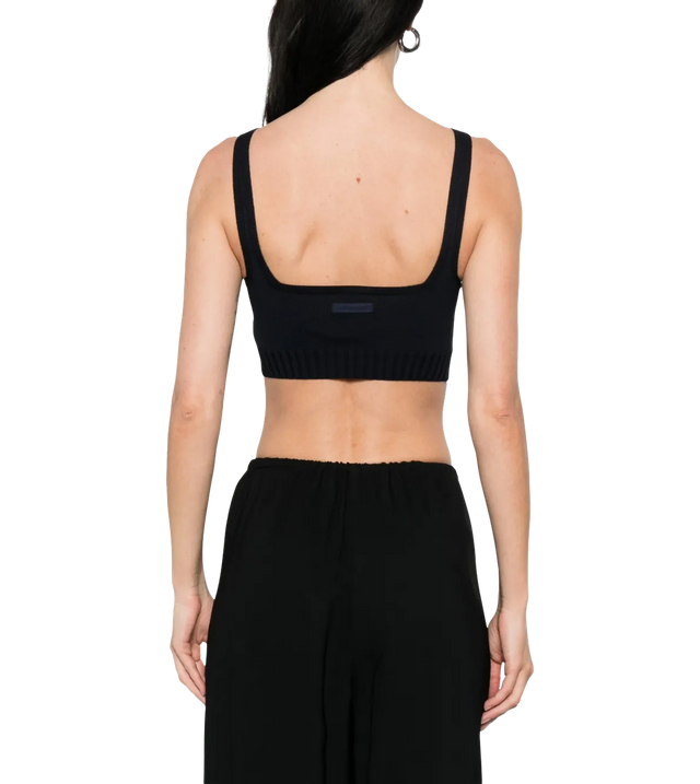Blaues V-Neck Oberteil mit geripptem Saum