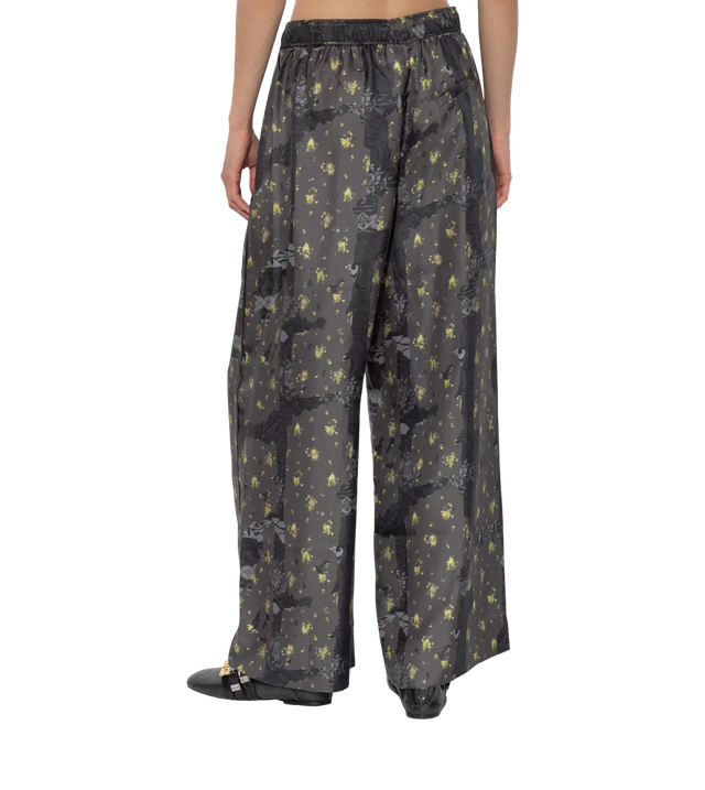 Graue Hose mit Floral-Print aus Bio-Seide