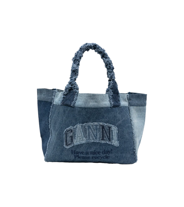 Patchwork Frayed Tote Bag aus Denim