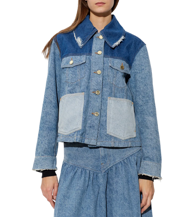Denim Jacke im Vintage-Look mit Distressed-Details