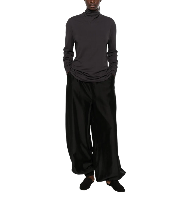Langarmtop mit Schaldetail aus Jersey-Crêpe