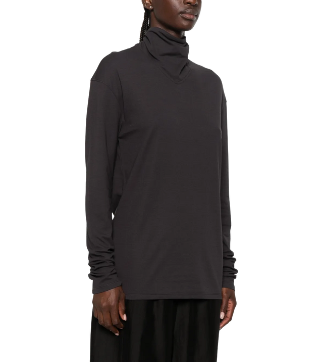 Langarmtop mit Schaldetail aus Jersey-Crêpe