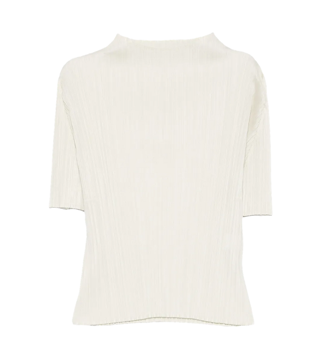 Plissiertes T-Shirt mit Stehkragen