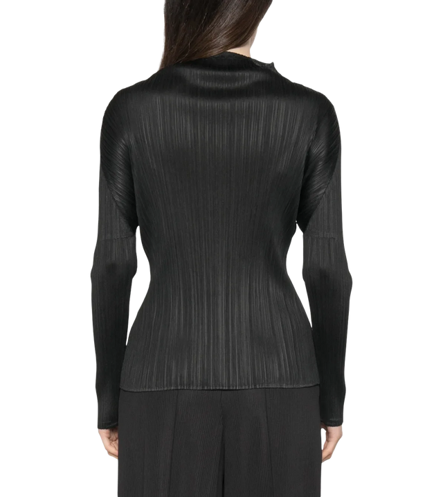 Plissiertes Langarmshirt mit Stehkragen