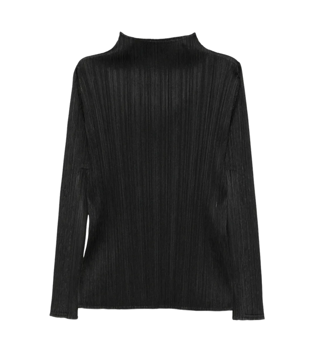 Plissiertes Langarmshirt mit Stehkragen