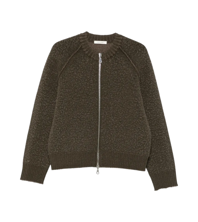 Cardigan mit Reißverschluss und Rippstrick-Saum