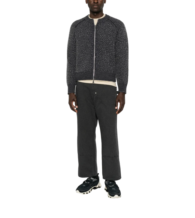 Cardigan mit Reißverschluss und Rippstrick-Saum