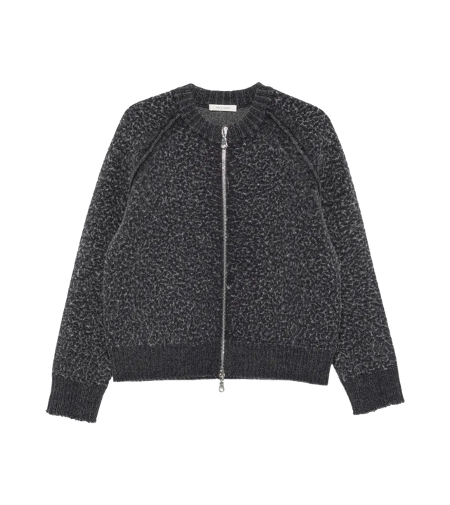 Cardigan mit Reißverschluss und Rippstrick-Saum