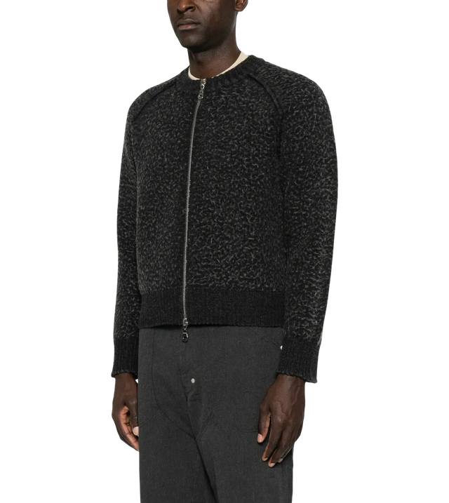 Cardigan mit Reißverschluss und Rippstrick-Saum