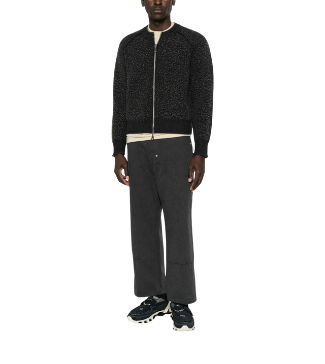 Cardigan mit Reißverschluss und Rippstrick-Saum