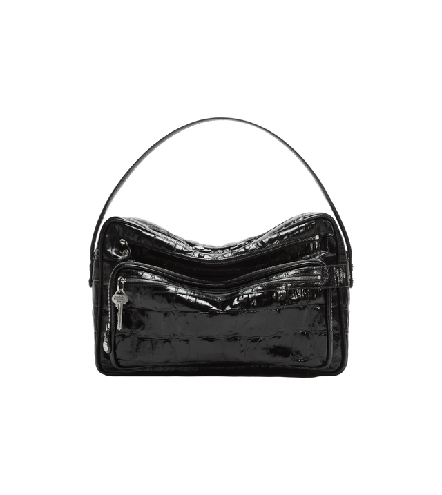 Camero Camera Schultertasche aus Leder mit Krokodilprägung