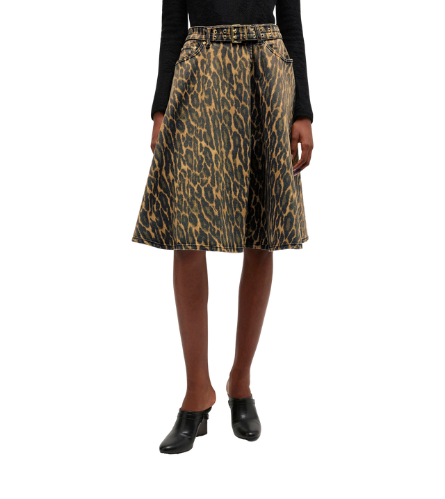 Wickelrock aus Denim mit Leopardenmuster