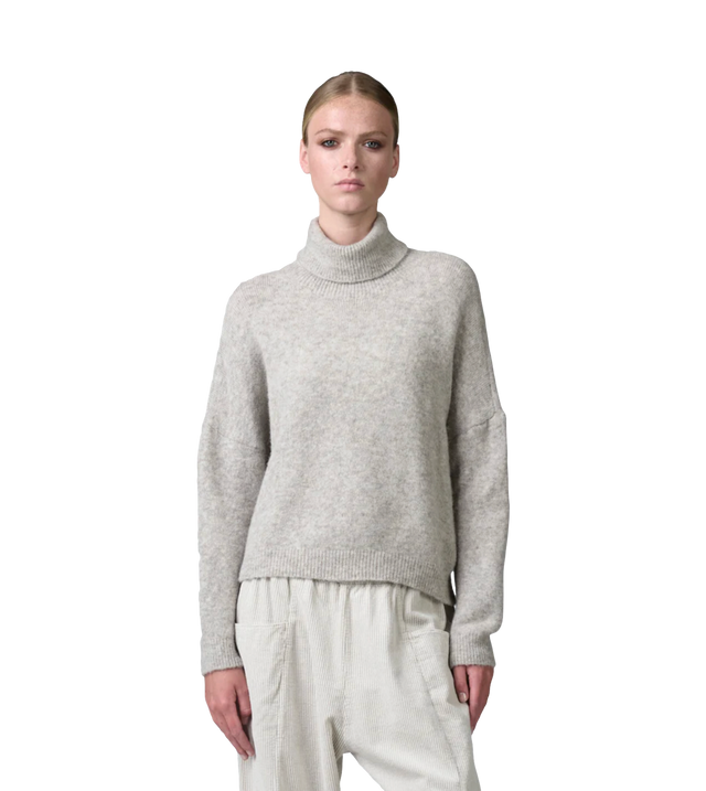 Rollkragenstrickpullover aus Alpaka und Wolle