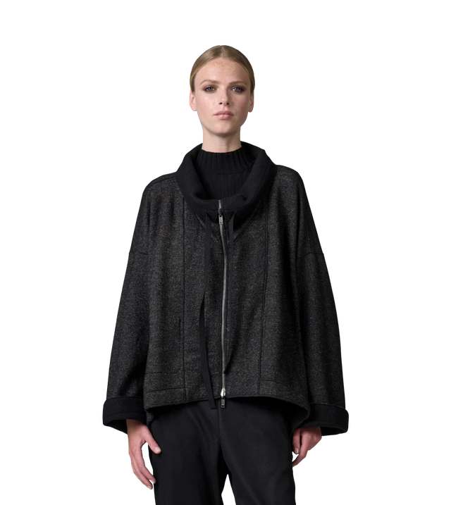 Ausgestellte Oversize-Wendejacke mit Fischgrätmuster