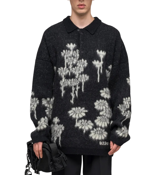 Melting Daisies Pullover mit Polo-Kragen