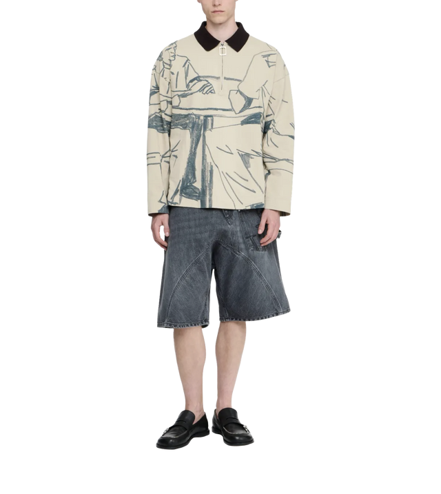 Half-Zip-Poloshirt mit Illustrations-Print