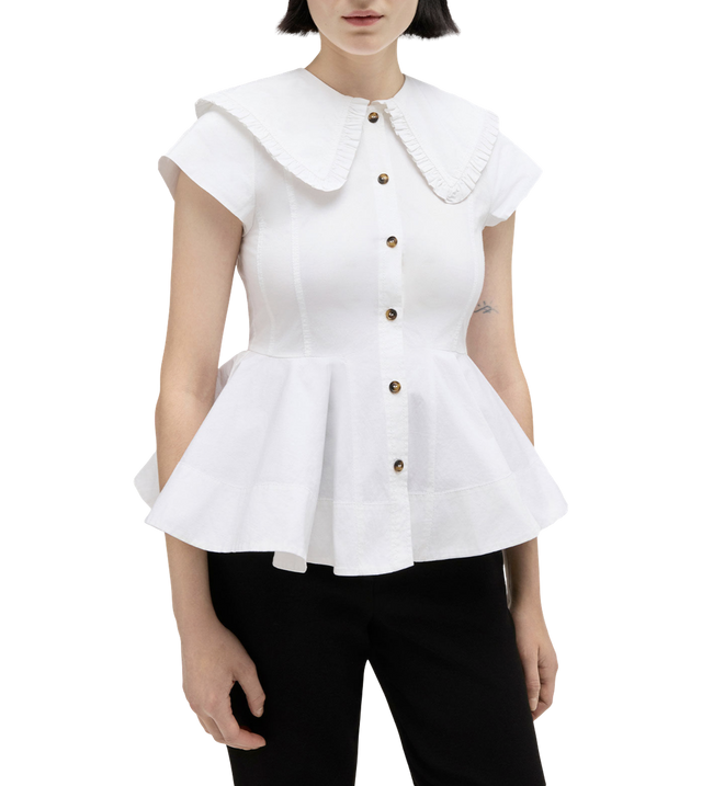 Kurzes Rüschenhemd aus Baumwolle