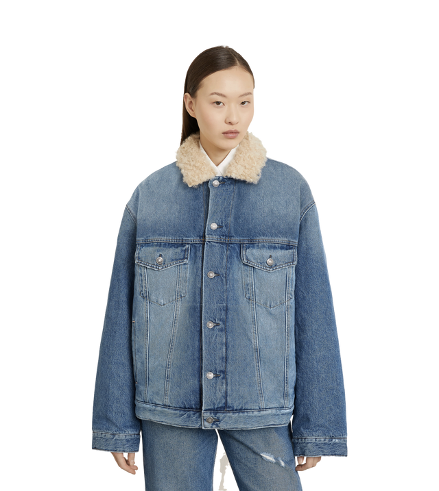 Oversized-Jeansjacke mit Kunstfell