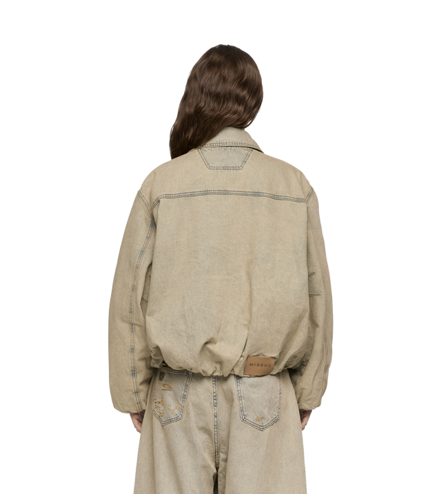 Sand Washed Bomber Denim Jacke
