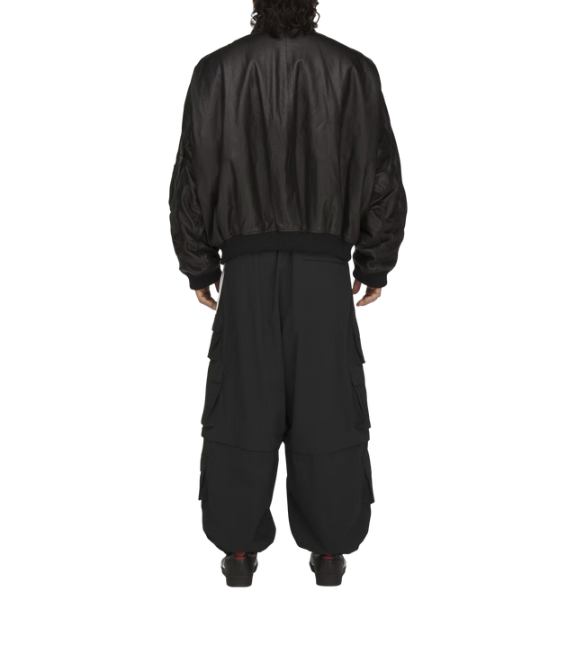 Leder-Bomberjacke mit Logo-Stickerei