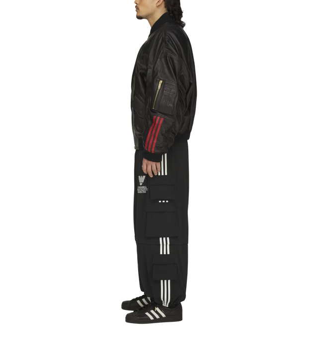 Leder-Bomberjacke mit Logo-Stickerei