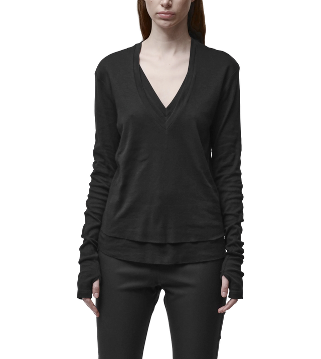 Langarmshirt mit V-Ausschnitt