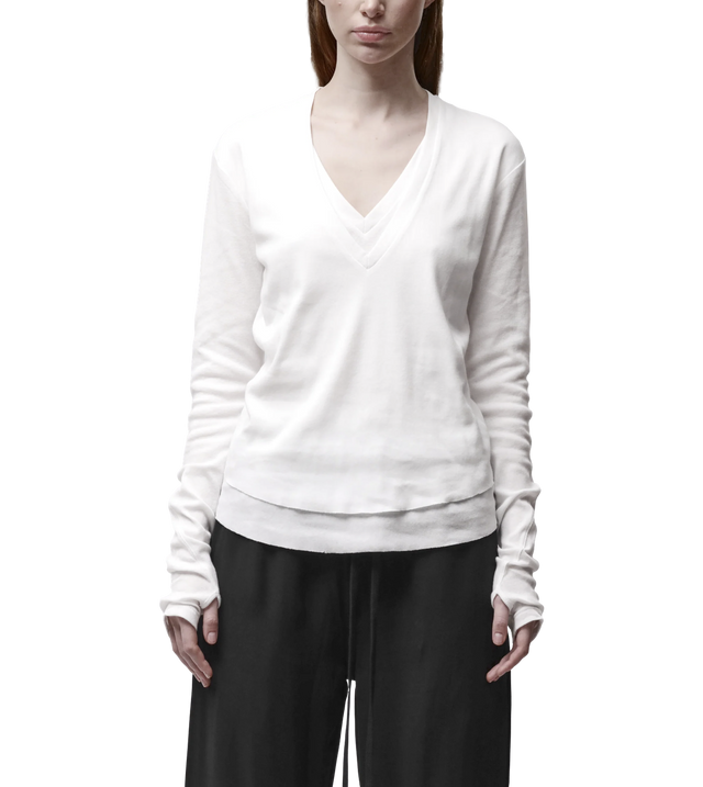 Langarmshirt mit V-Ausschnitt
