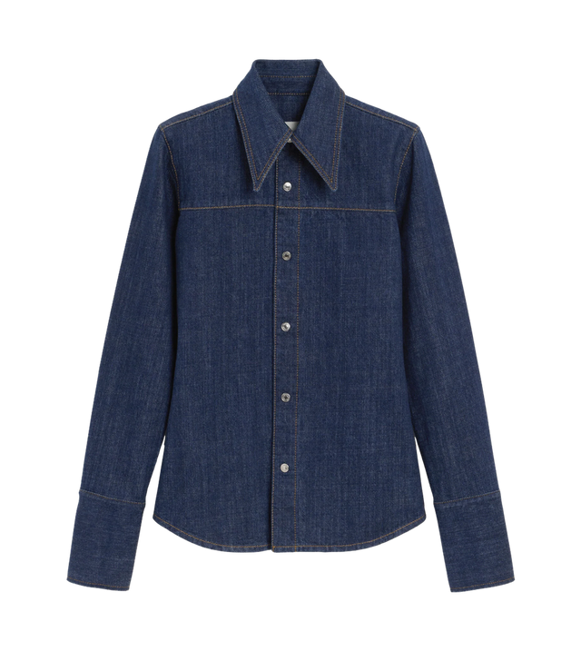Hemd mit spitzem Kragen aus Raw Indigo Denim